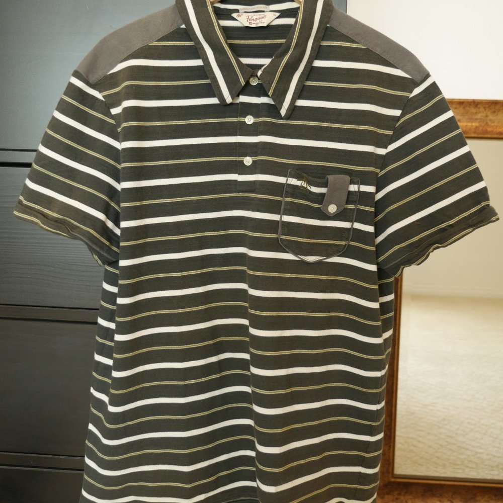 Original Penguin Green Striped Polo